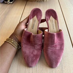 Paul Andrew Rose Velvet Mules